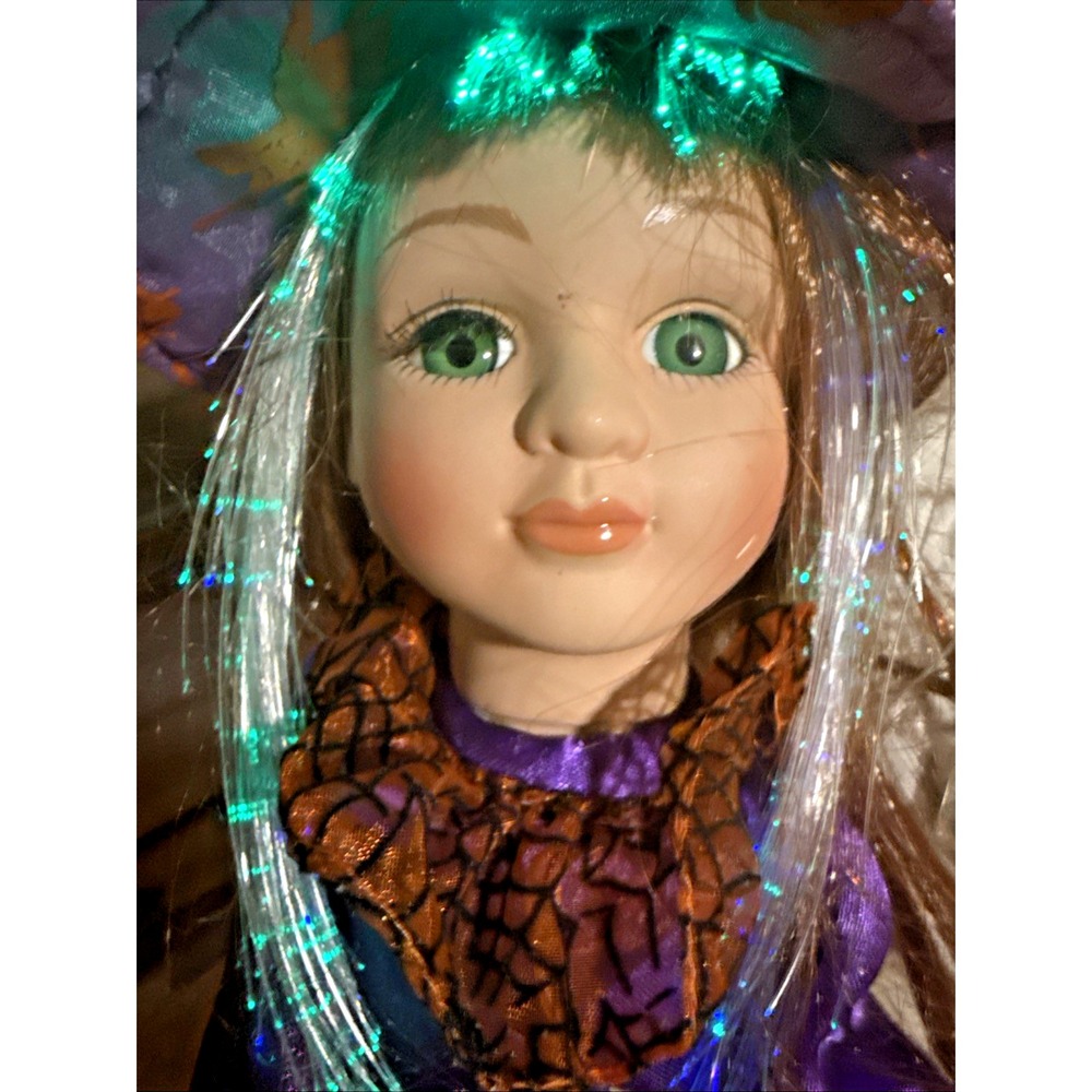 Cracker Barrel Color Changing Fiber Optic Sitting Witch Light Up Halloween Decor - Picture 3 of 11